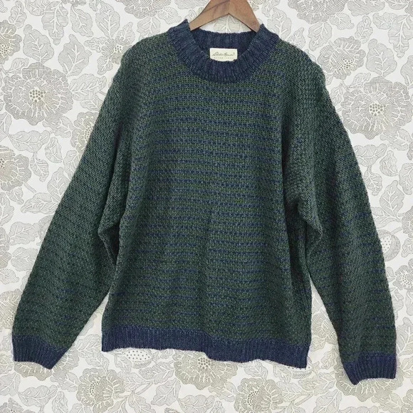 Eddie Bauer Heavy Linen Blend Crewneck Knit Sweater men's L Pullover 3378 - Picture 1 of 6